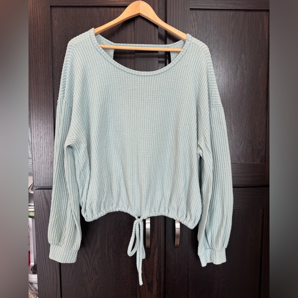 Light Blue Waffle Knit Sweater